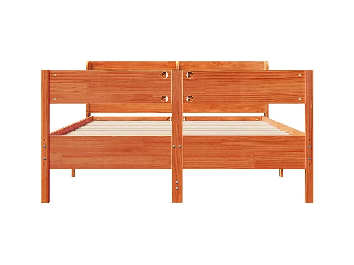 Bedframe zonder matras bruin gewaxt 140x190cm massief grenenhout
