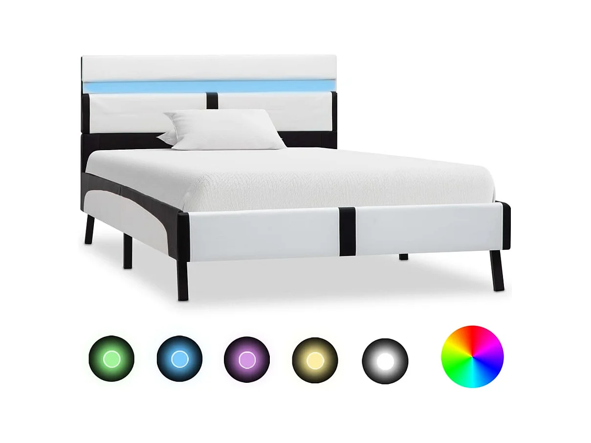 Bedframe met LED zonder matras wit en zwart 90x200 cm
