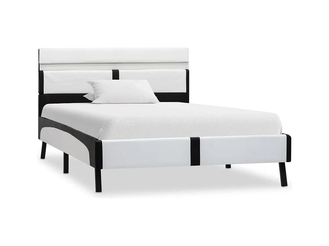 Bedframe met LED zonder matras wit en zwart 90x200 cm