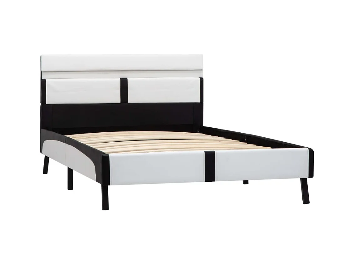 Bedframe met LED zonder matras wit en zwart 90x200 cm