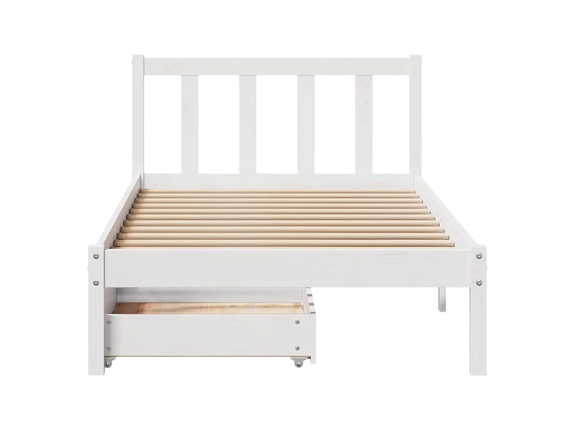 Cadre de lit sans matelas blanc 75x190 cm bois de pin massif