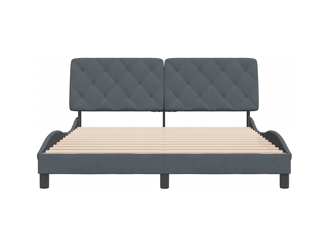 Bettgestell ohne Matratze dunkelgrau 160x200 cm Samt