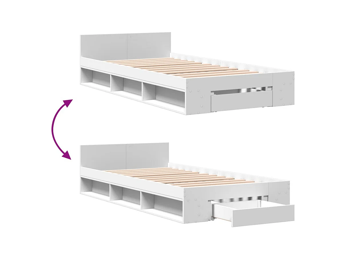 Struttura letto con cassetto senza materasso bianco 90x190 cm