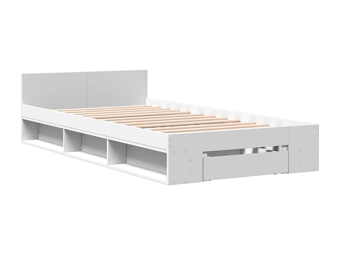 Cadre de lit avec tiroir sans matelas blanc 90x190 cm