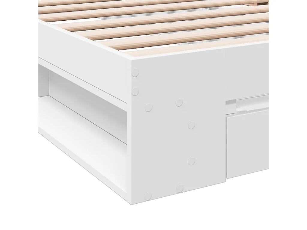 Cadre de lit avec tiroir sans matelas blanc 90x190 cm