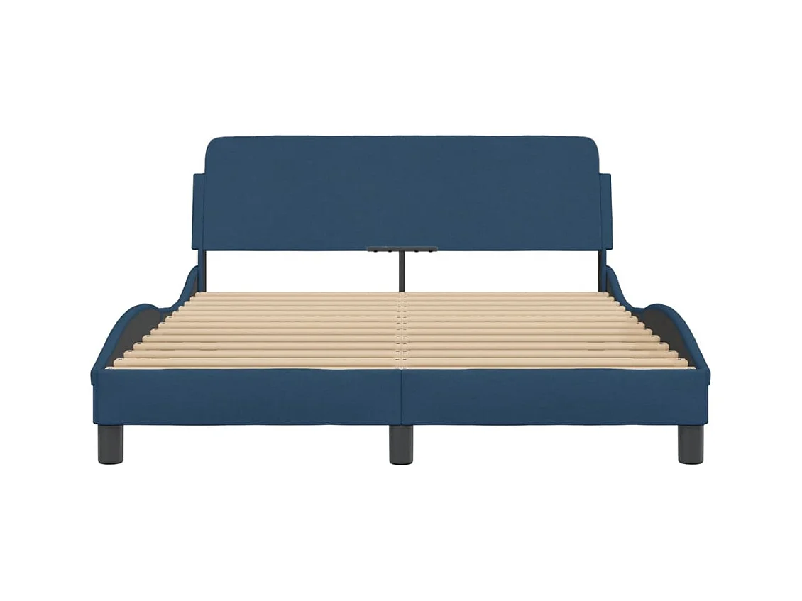 Cadre de lit avec tête de lit sans matelas bleu 120x200cm tissu