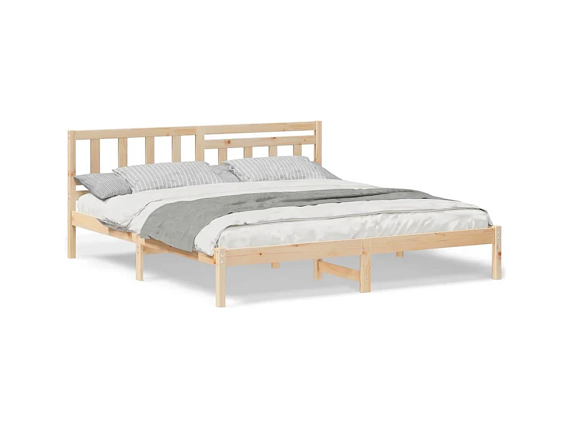 Estructura de cama marrón 200 x 200 cm madera maciza de pino