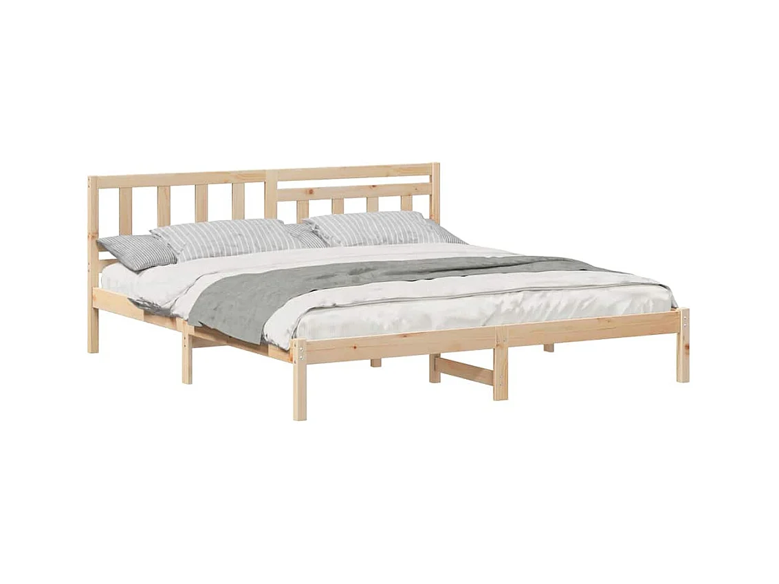Bruin bedframe 200 x 200 cm massief grenenhout