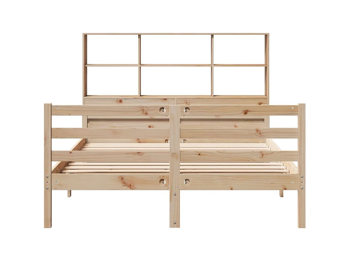 Bibliotheekbed zonder matras 140x190 cm massief grenenhout