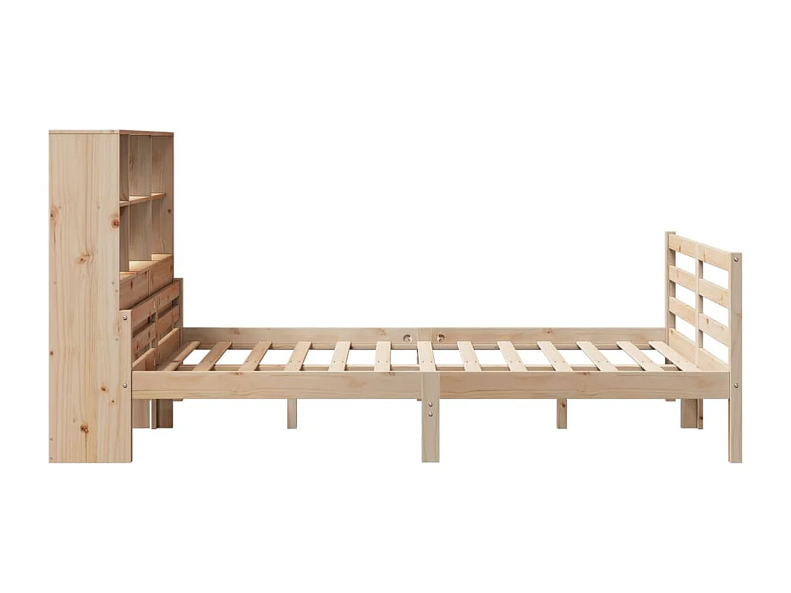 Letto a libreria senza materasso 140x190 cm in legno massello di pino