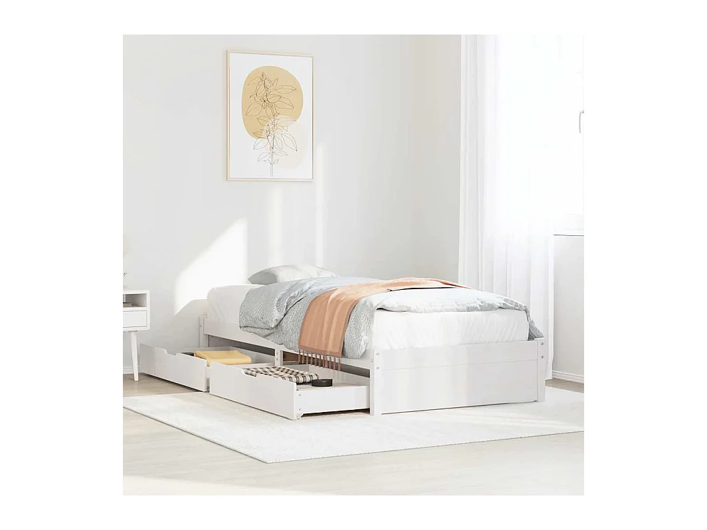 Struttura letto senza materasso bianco 90x190 cm in legno massello di pino