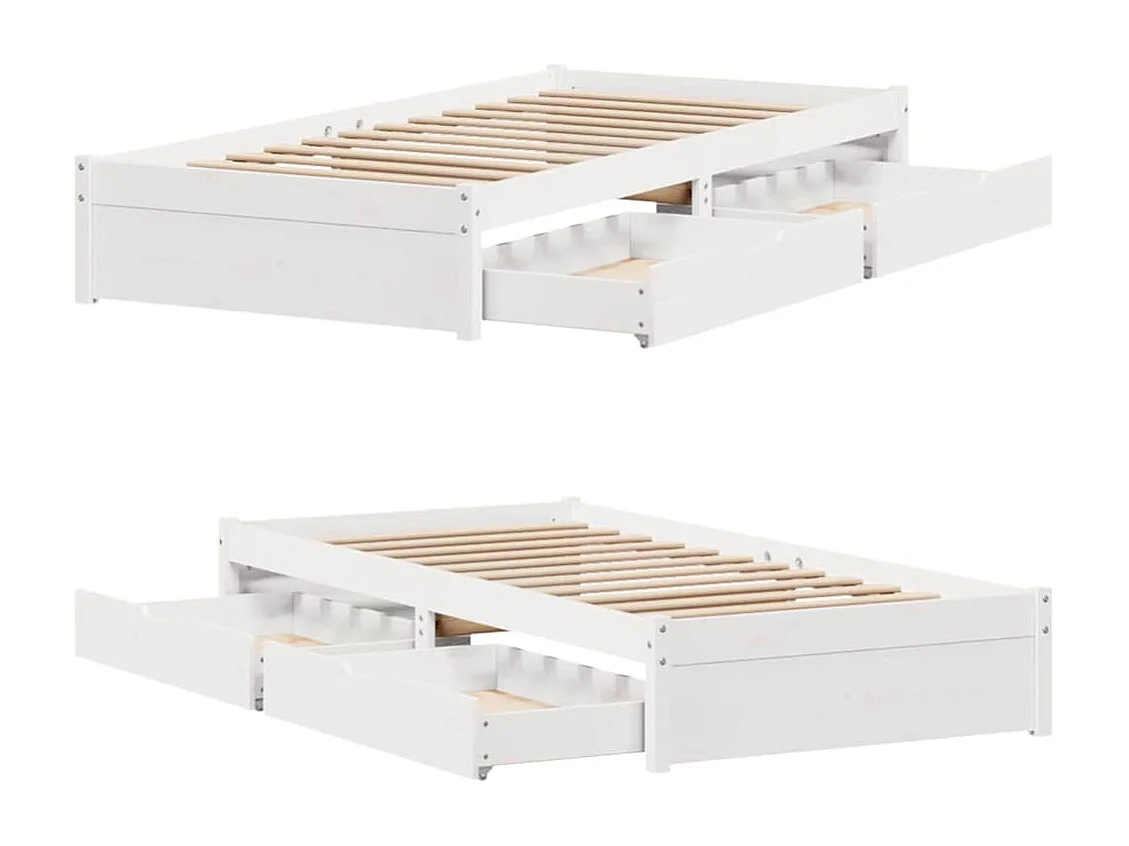 Struttura letto senza materasso bianco 90x190 cm in legno massello di pino