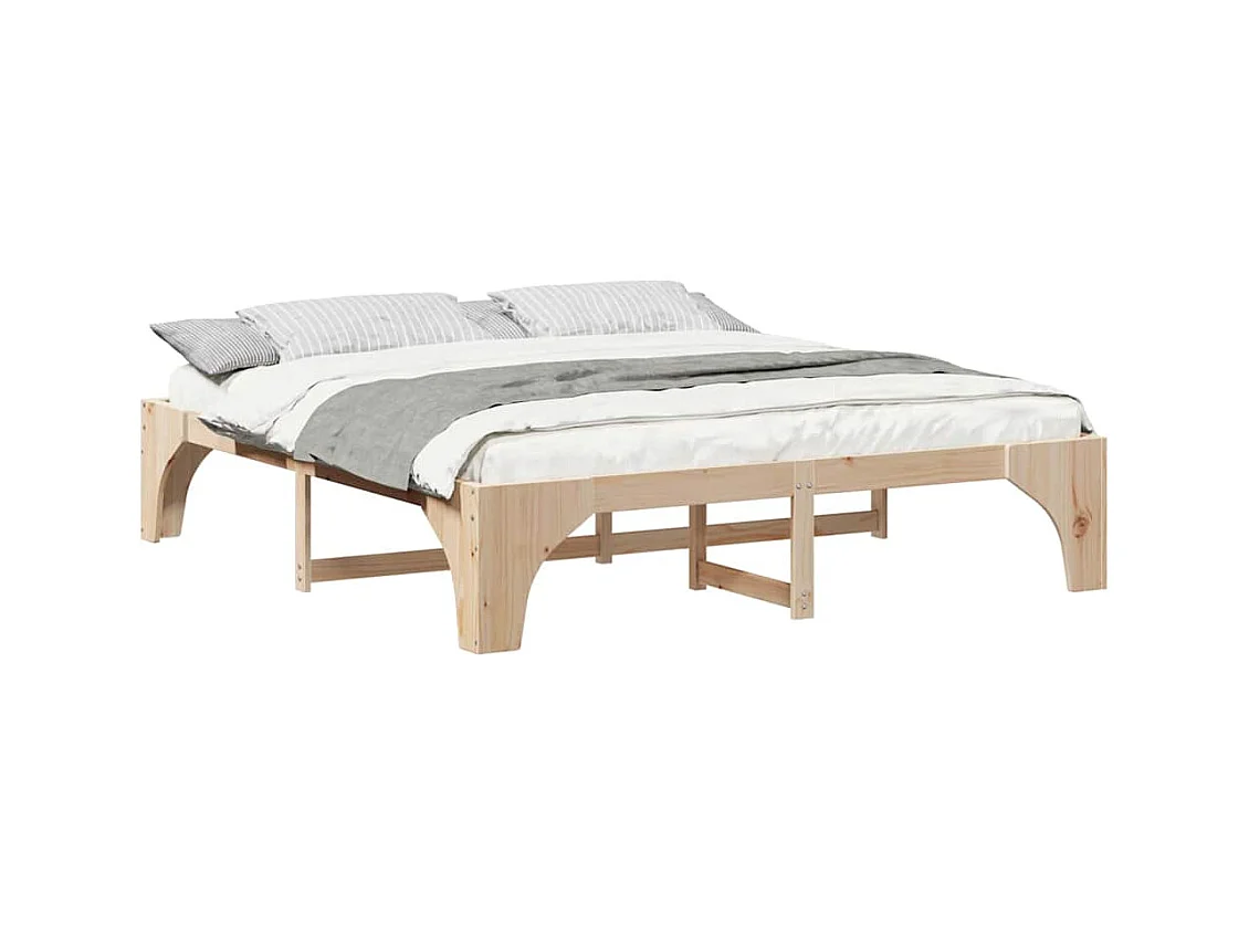 Struttura per letto rialzato marrone 200 x 200 cm in legno di pino massiccio