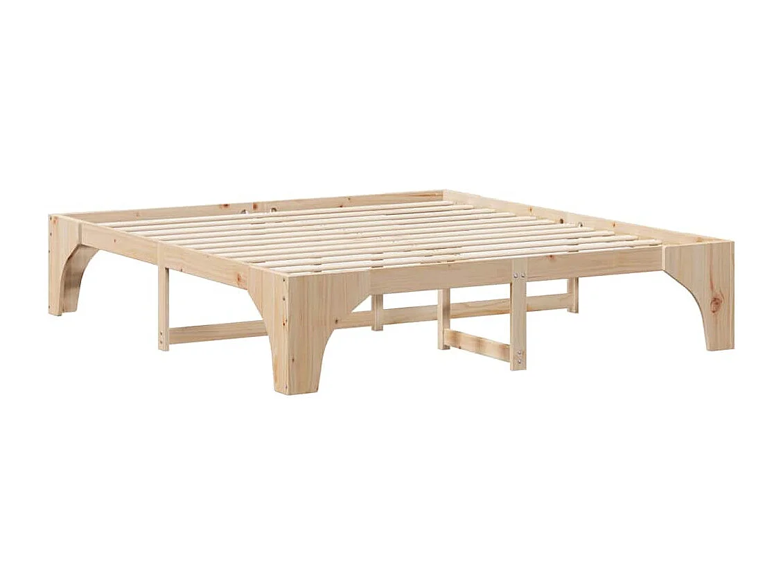 Verhoogd bedframe bruin 200 x 200 cm massief grenenhout