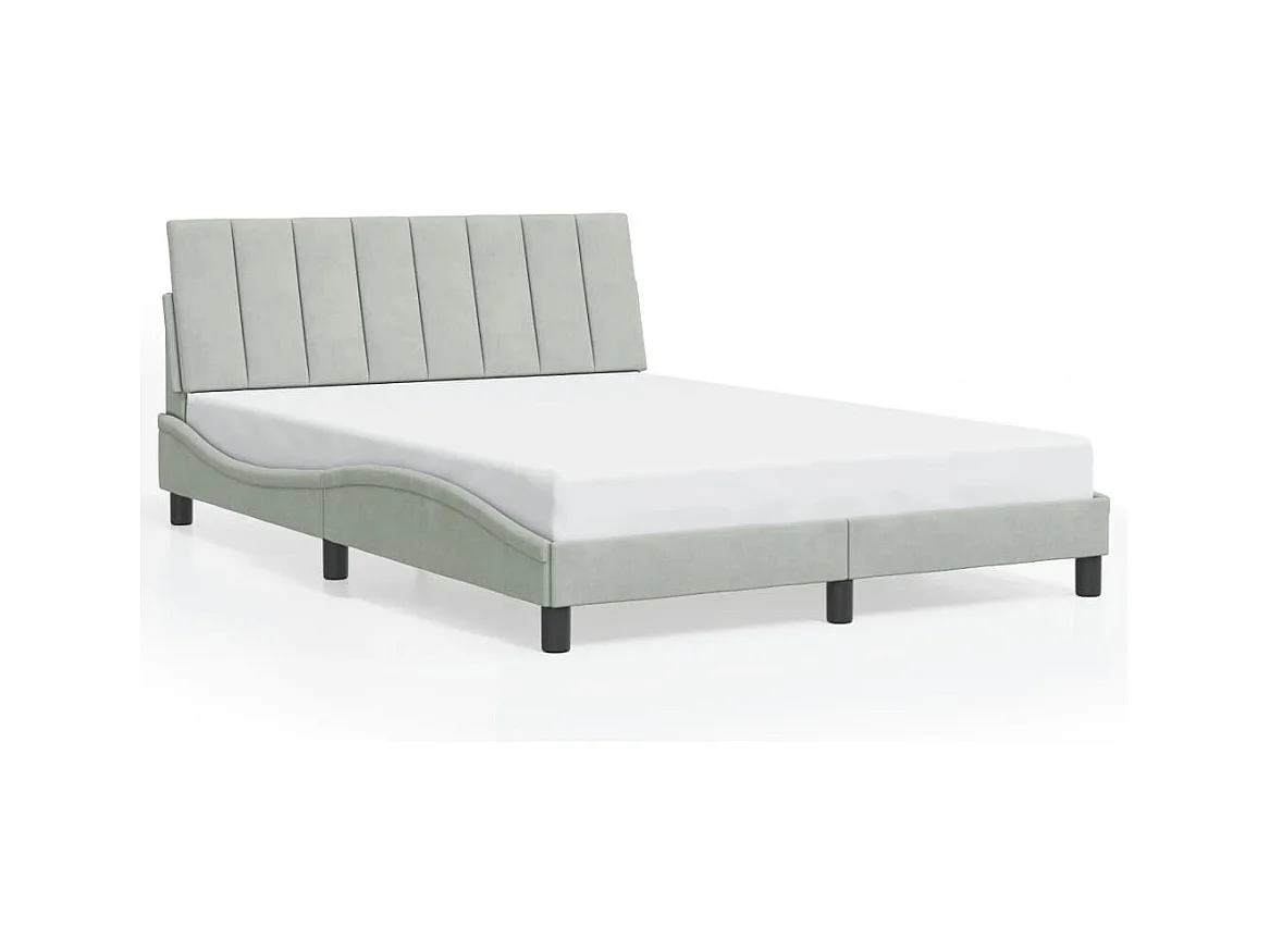 Struttura letto senza materasso grigio chiaro 140x200 cm velluto