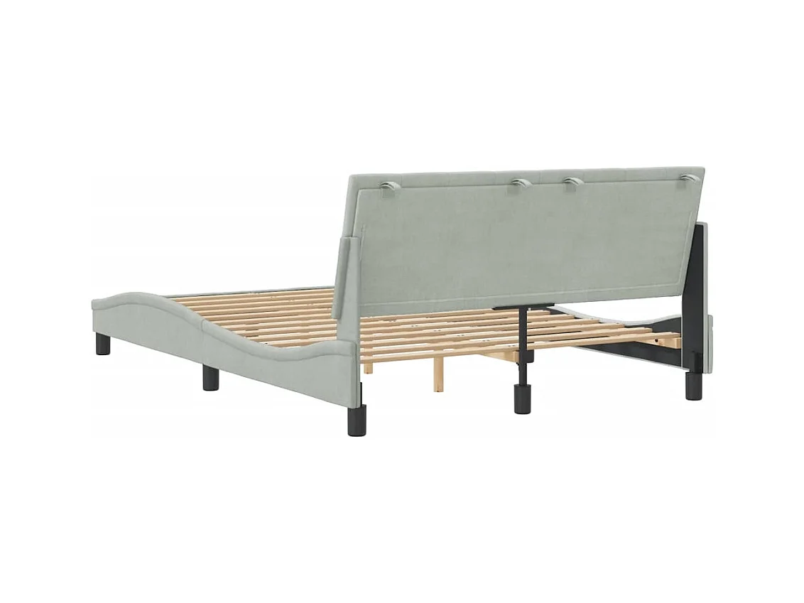 Struttura letto senza materasso grigio chiaro 140x200 cm velluto