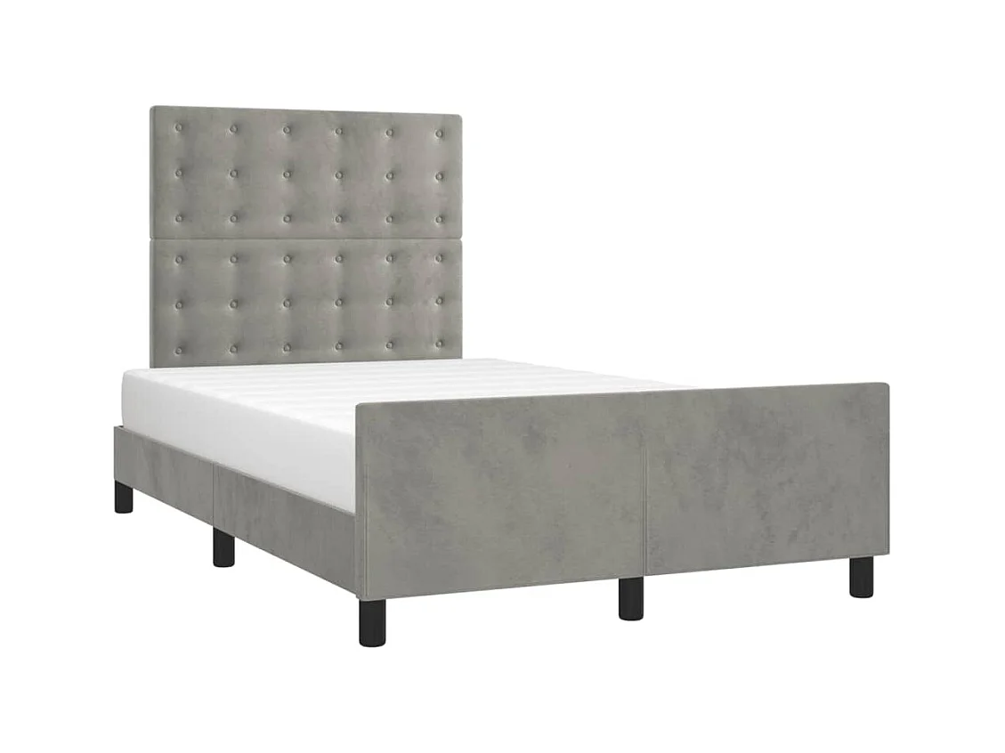 Struttura letto senza materasso grigio chiaro 120x200 cm velluto