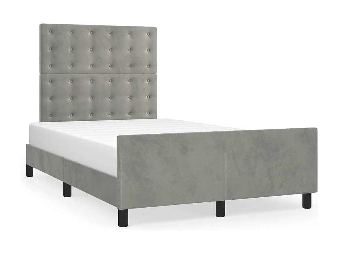 Cadre de lit sans matelas gris clair 120x200 cm velours