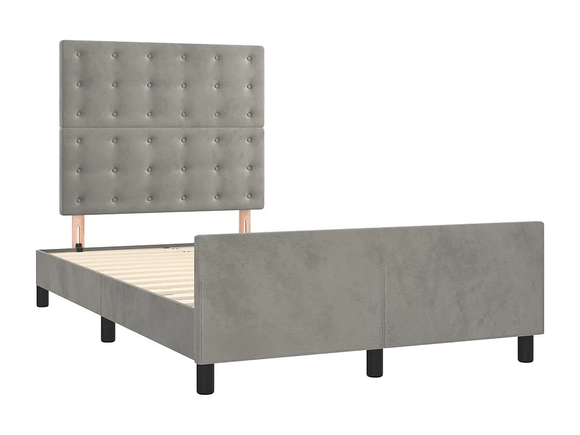 Cadre de lit sans matelas gris clair 120x200 cm velours