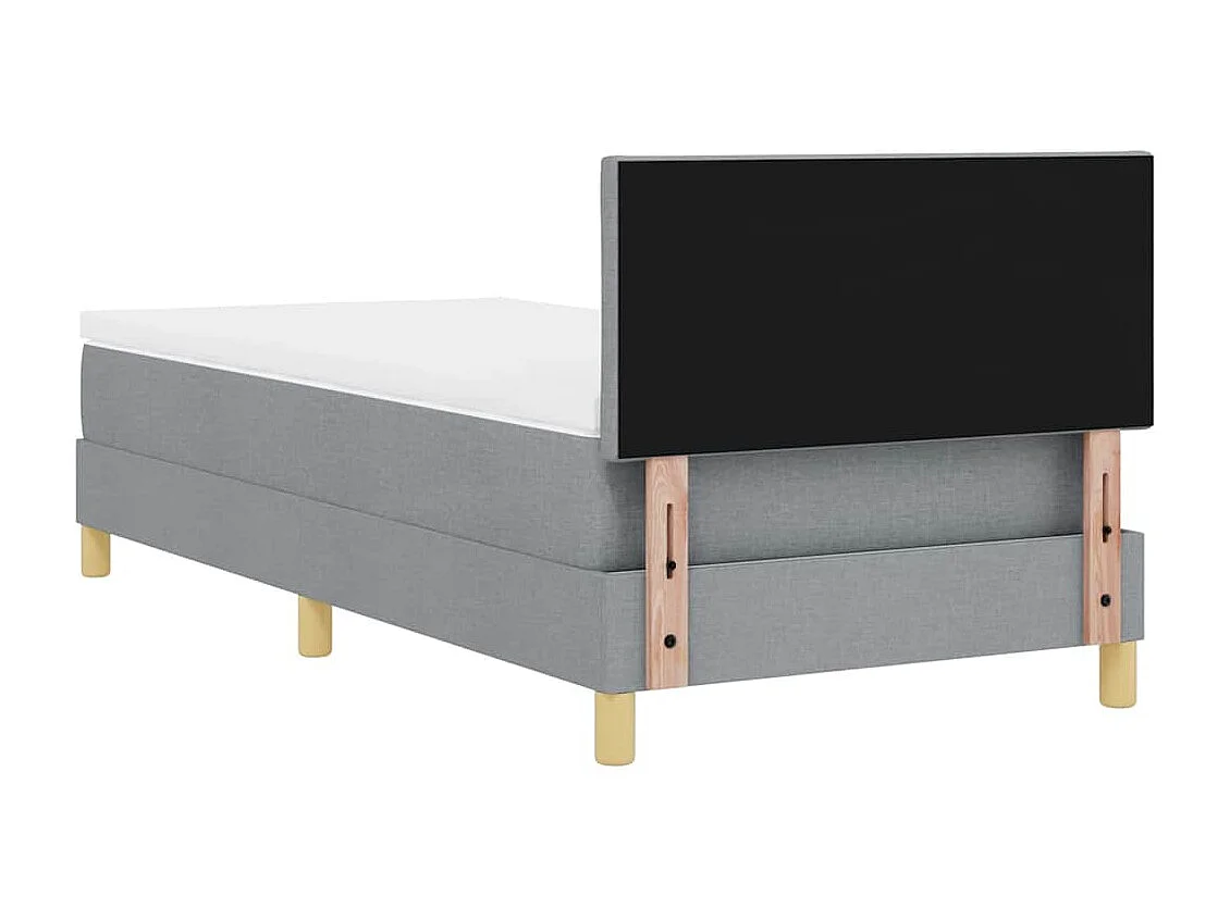 Lit boxspring avec matelas Gris clair 90 x 200 cm tissu