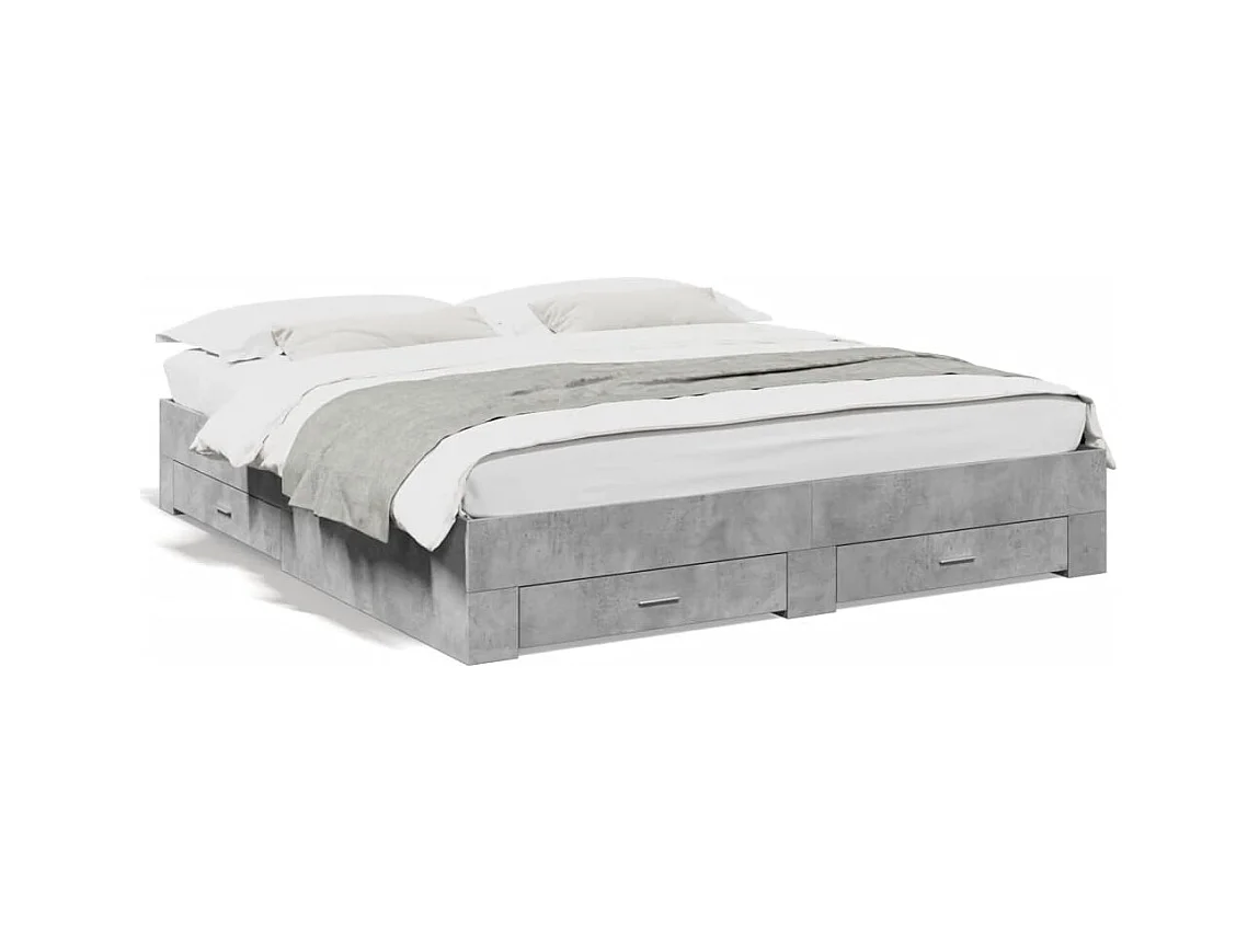 Bettgestell mit Schubladen ohne Matratze Betongrau 180x200 cm