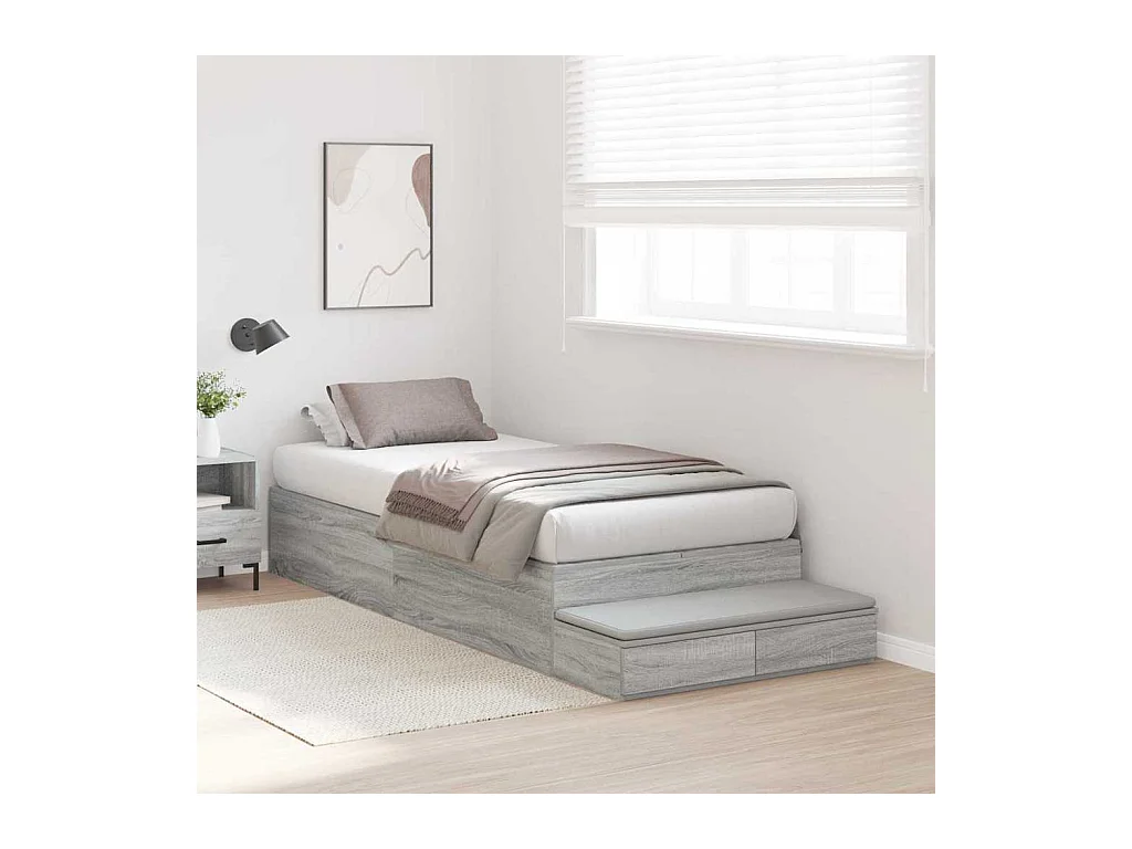 Struttura letto contenitore grigio Sonoma 236,5 x 90 x 31,5 cm