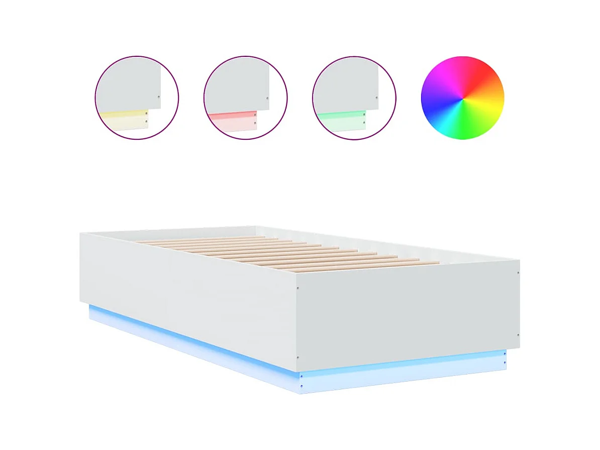 Bedframe met LED zonder matras wit 90x200 cm
