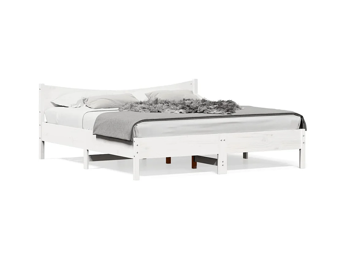 Struttura letto senza materasso bianco 200x200 cm in legno massello di pino