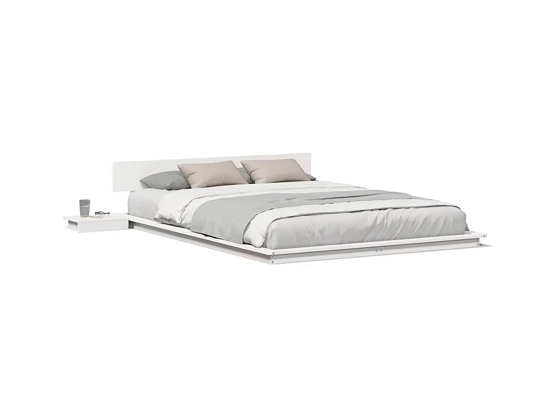 Estructura de cama blanca de madera de 150 x 200 cm