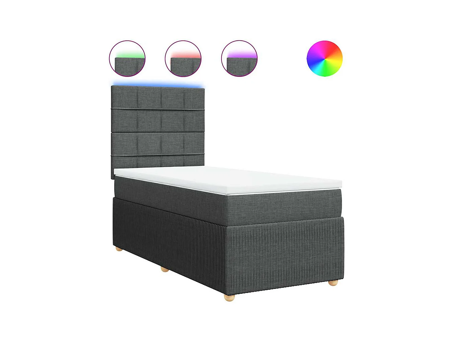 Rete a doghe con materasso Tessuto grigio scuro 90x200 cm