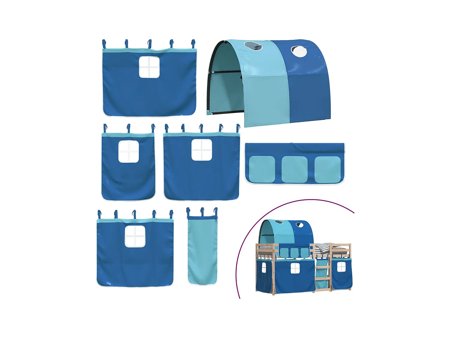 Stapelbed zonder matras blauw 75x190 cm massief grenenhout