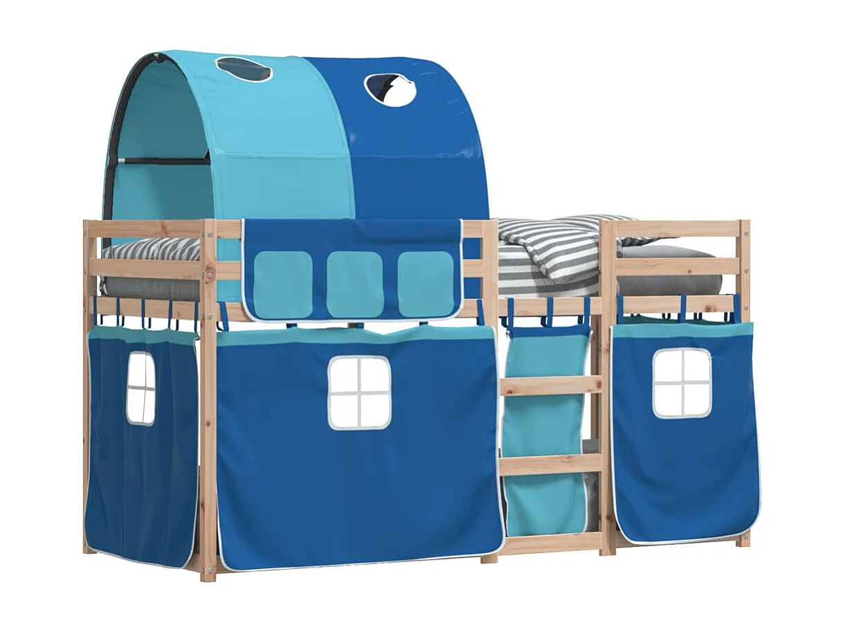 Lit superposé sans matelas bleu 75x190 cm bois de pin massif
