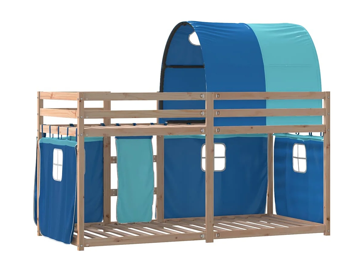 Lit superposé sans matelas bleu 75x190 cm bois de pin massif
