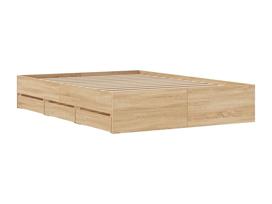 Struttura letto con cassetti senza materasso rovere sonoma 120x200 cm