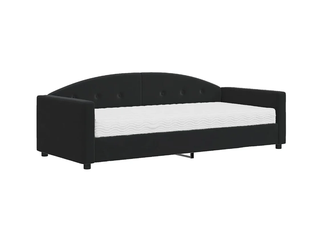 Cama de día con colchón de terciopelo negro 90x190 cm