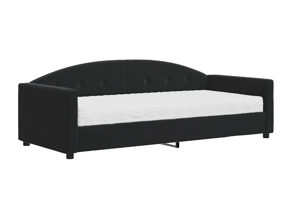 Lit de jour avec matelas noir 90x190 cm velours