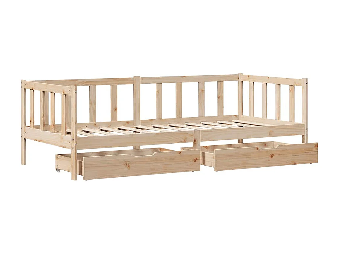 Lit de jour avec tiroirs sans matelas 90x200 cm bois massif