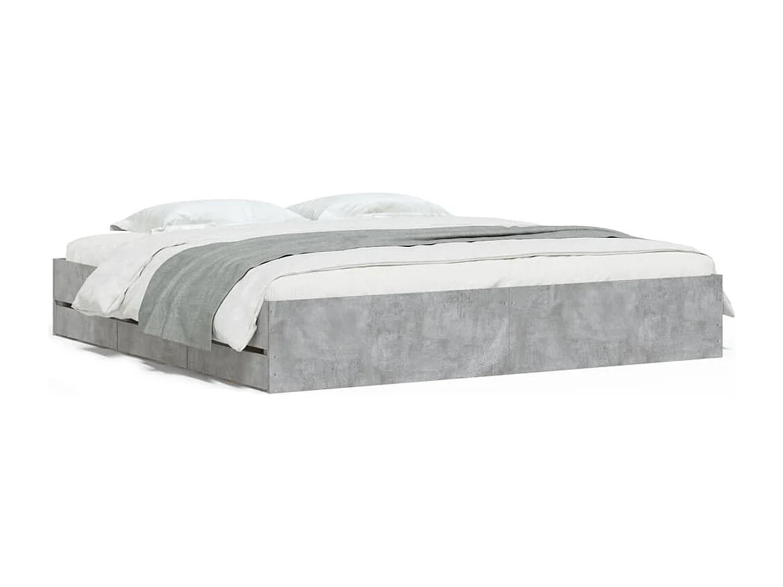 Estructura de cama con cajones sin colchón gris hormigón 160x200 cm