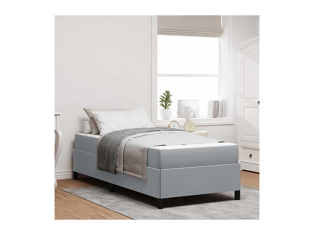 Letto boxspring grigio chiaro e nero 90 x 190 cm