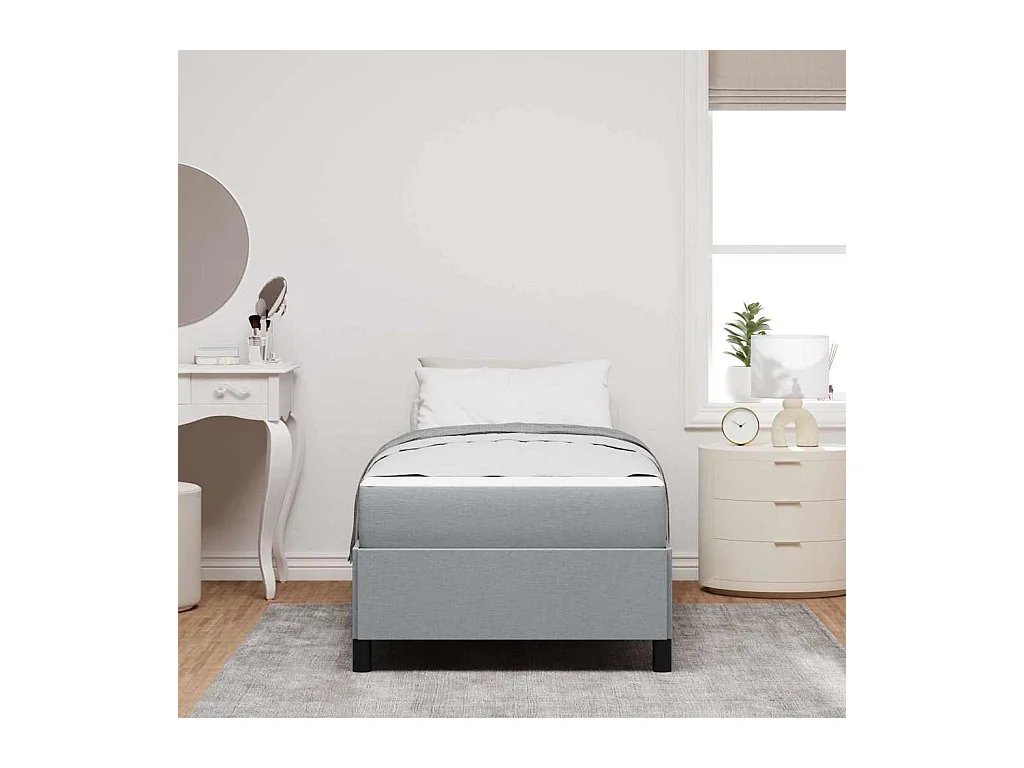 Letto boxspring grigio chiaro e nero 90 x 190 cm