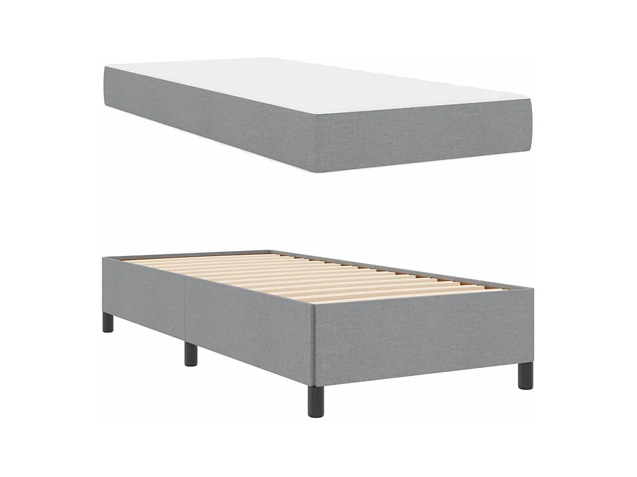 Letto boxspring grigio chiaro e nero 90 x 190 cm