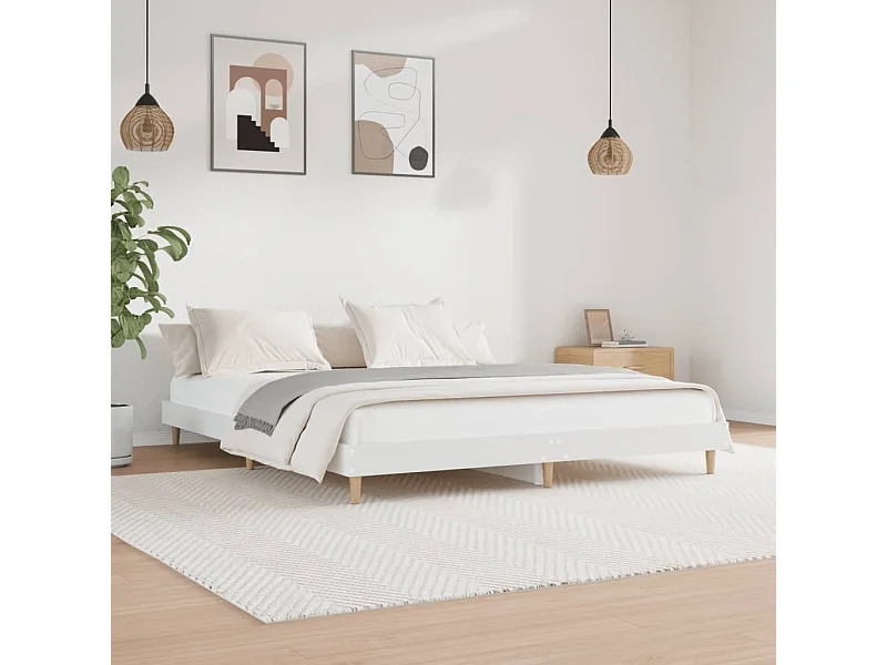 Cadre de lit sans matelas blanc 200x200 cm bois d'ingénierie