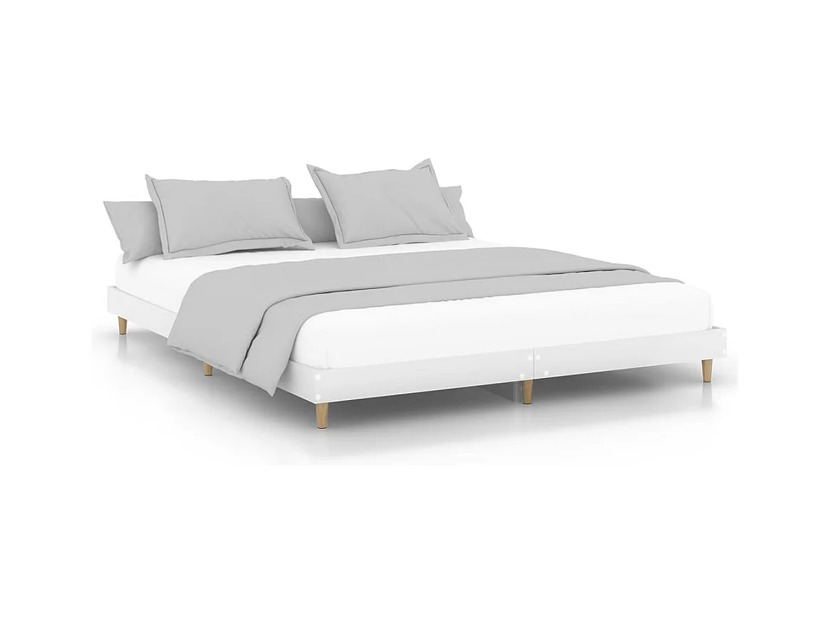 Estructura de cama sin colchón blanca 200x200 cm madera contrachapada