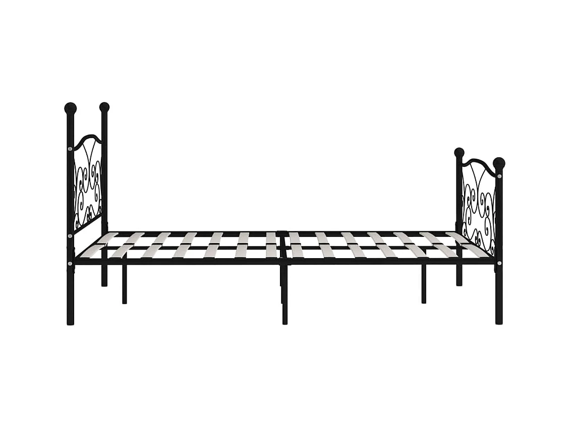 Cadre de lit et sommier à lattes Noir Métal 120 x 200 cm