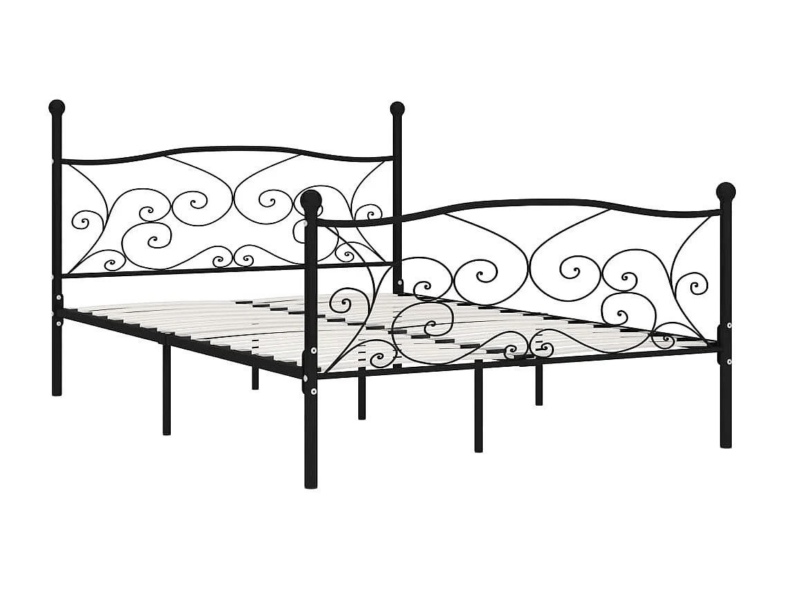 Zwart metalen bedframe en lattenbodem 120 x 200 cm