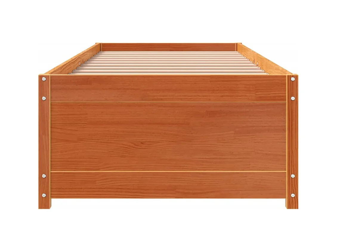 Cama de día sin colchón, color marrón cera, 90x190 cm, madera maciza de pino