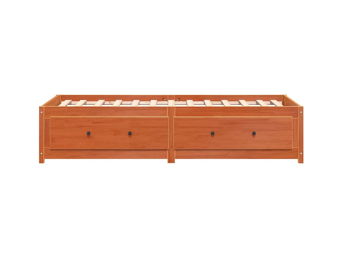 Cama de día sin colchón, color marrón cera, 90x190 cm, madera maciza de pino