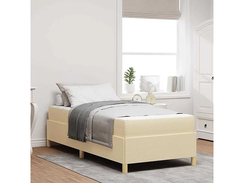 Crème, beige en wit springbed 90 x 200 cm stof