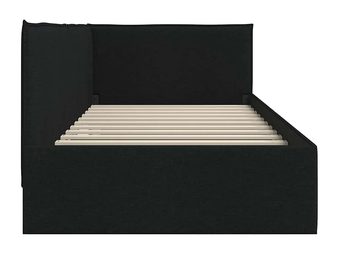 Hoekbedframe met hoofdbord Zwarte stof 90 x 190 cm