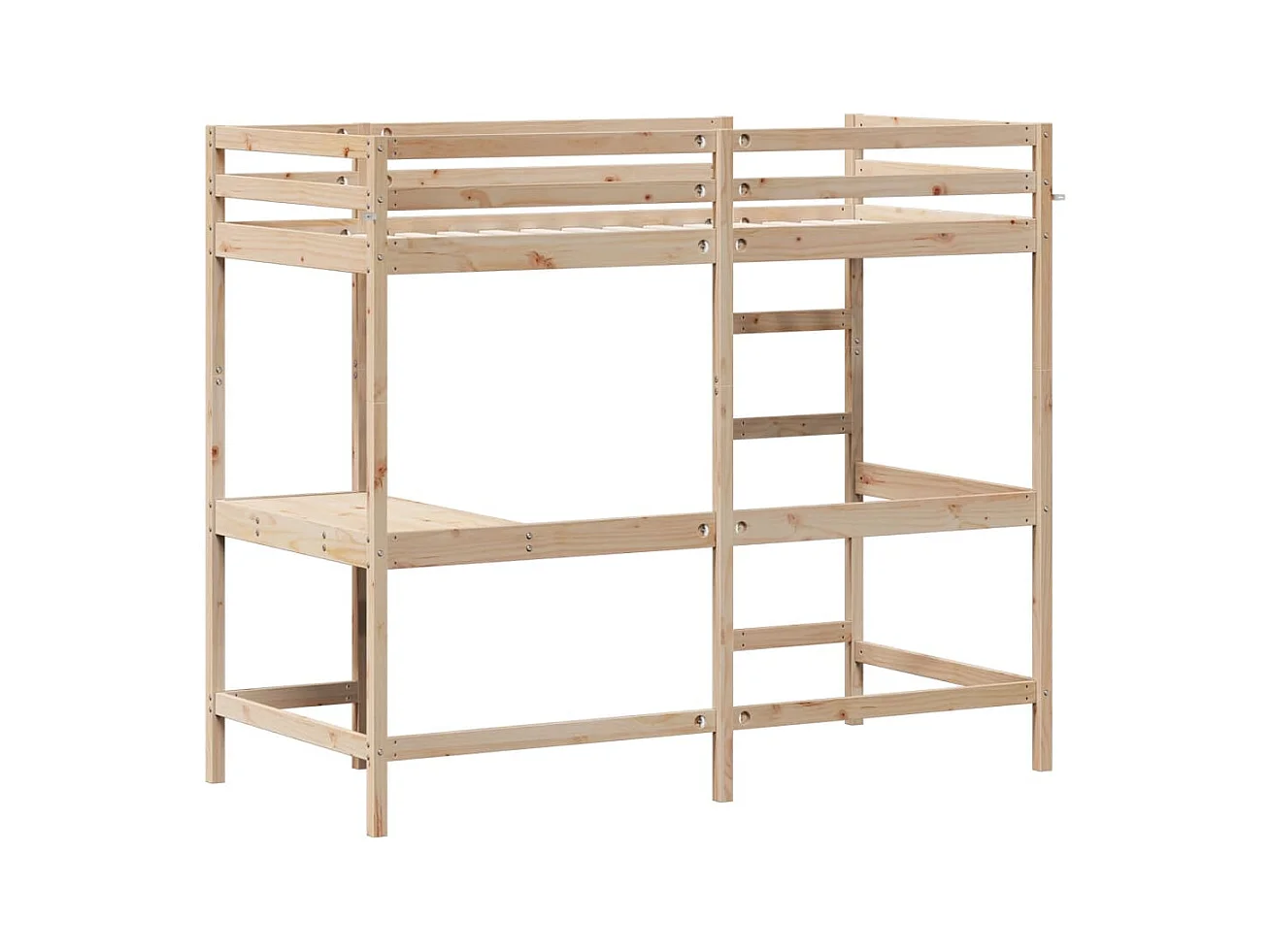 Letto a castello senza materasso 100x200 cm in legno massello di pino